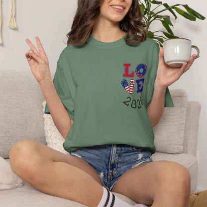 Love 2026 T-Shirt — Patriotic Heart LO?E Design