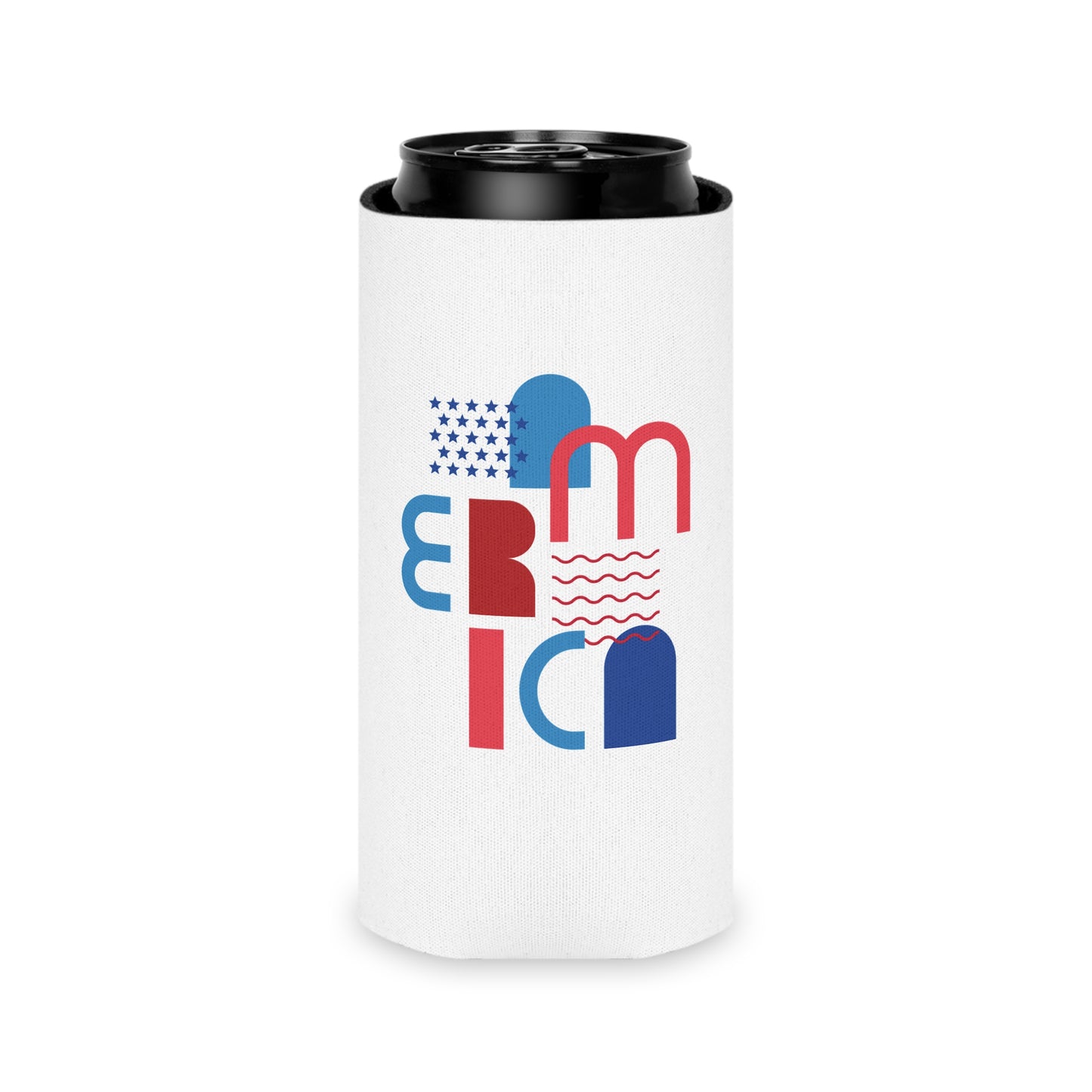 Can Cooler — Patriotic America Red White Blue Drink Koozie (July 4th, BBQ, Election)