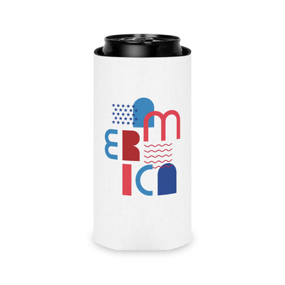 Can Cooler — Patriotic America Red White Blue Drink Koozie (July 4th, BBQ, Election)