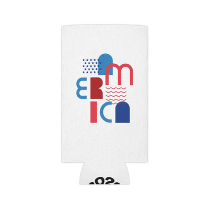 Can Cooler — Patriotic America Red White Blue Drink Koozie (July 4th, BBQ, Election)