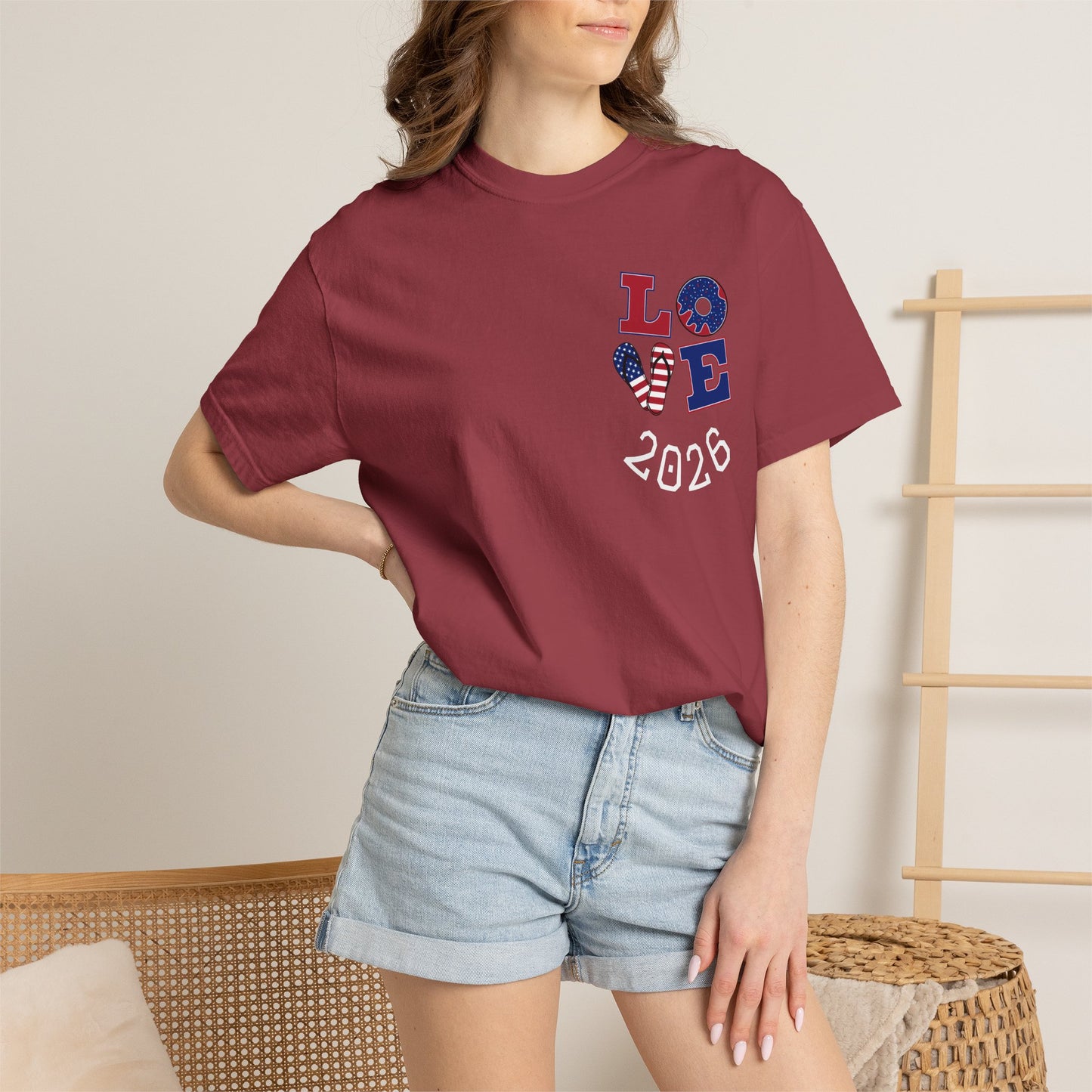 Love 2026 T-Shirt — Patriotic Heart LO?E Design