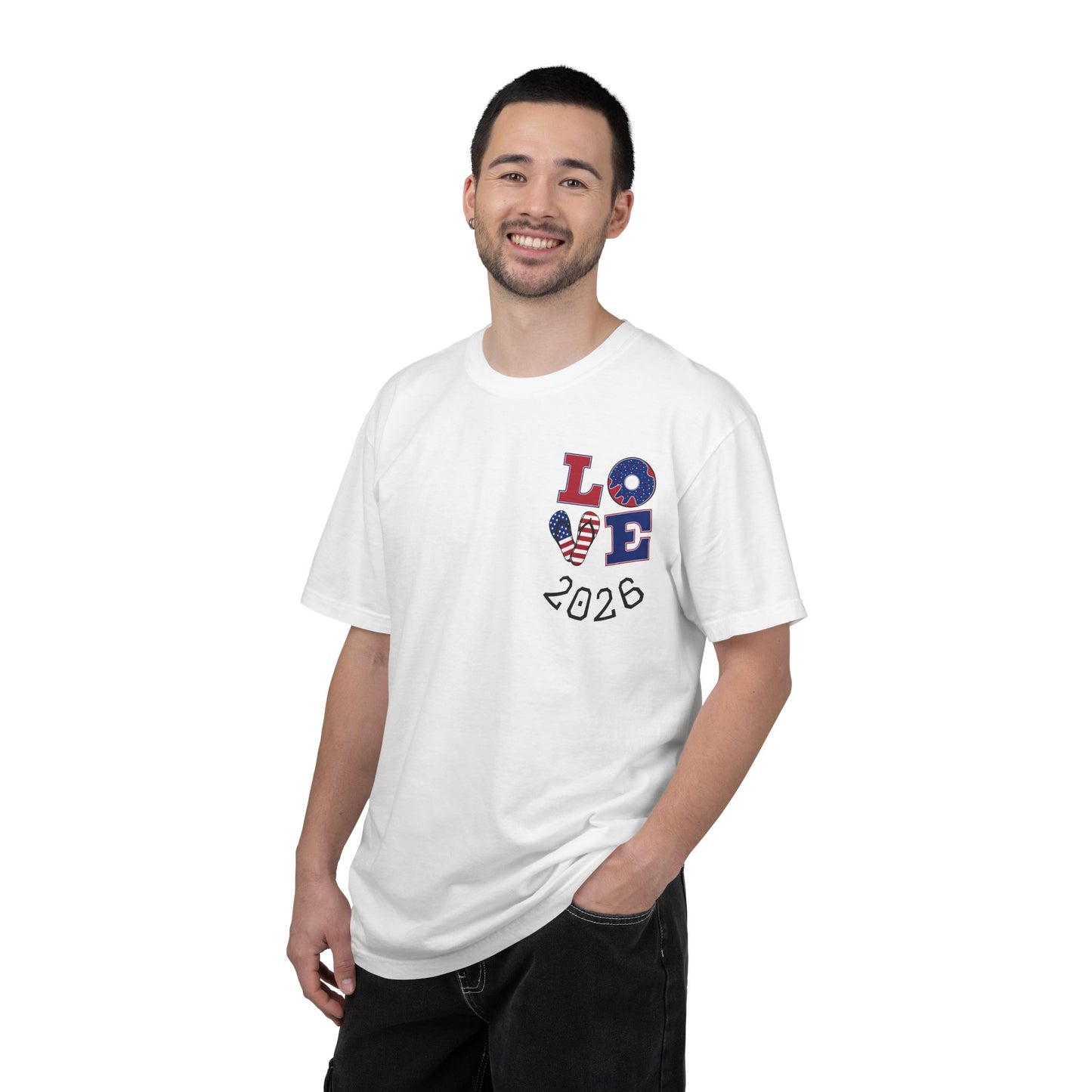 Love 2026 T-Shirt — Patriotic Heart LO?E Design