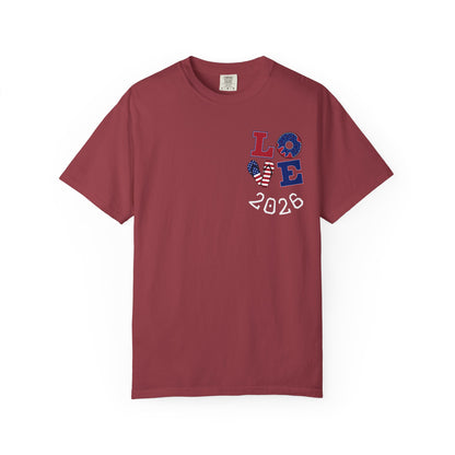 Love 2026 T-Shirt — Patriotic Heart LO?E Design