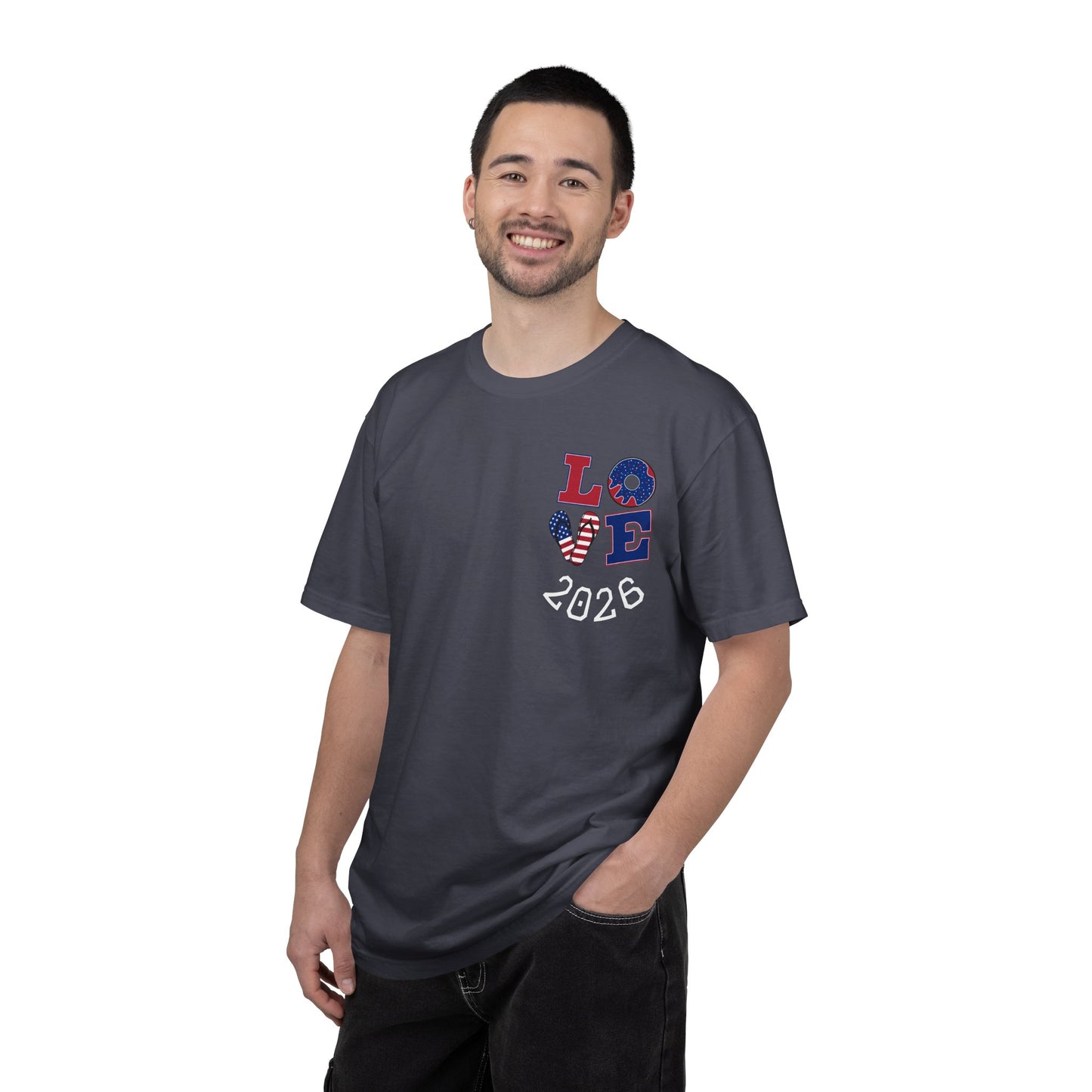 Love 2026 T-Shirt — Patriotic Heart LO?E Design