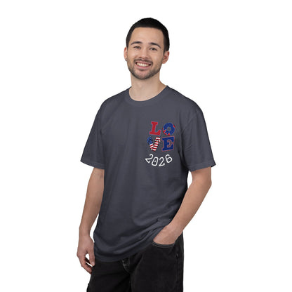 Love 2026 T-Shirt — Patriotic Heart LO?E Design