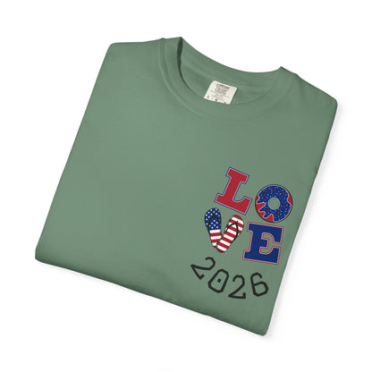Love 2026 T-Shirt — Patriotic Heart LO?E Design