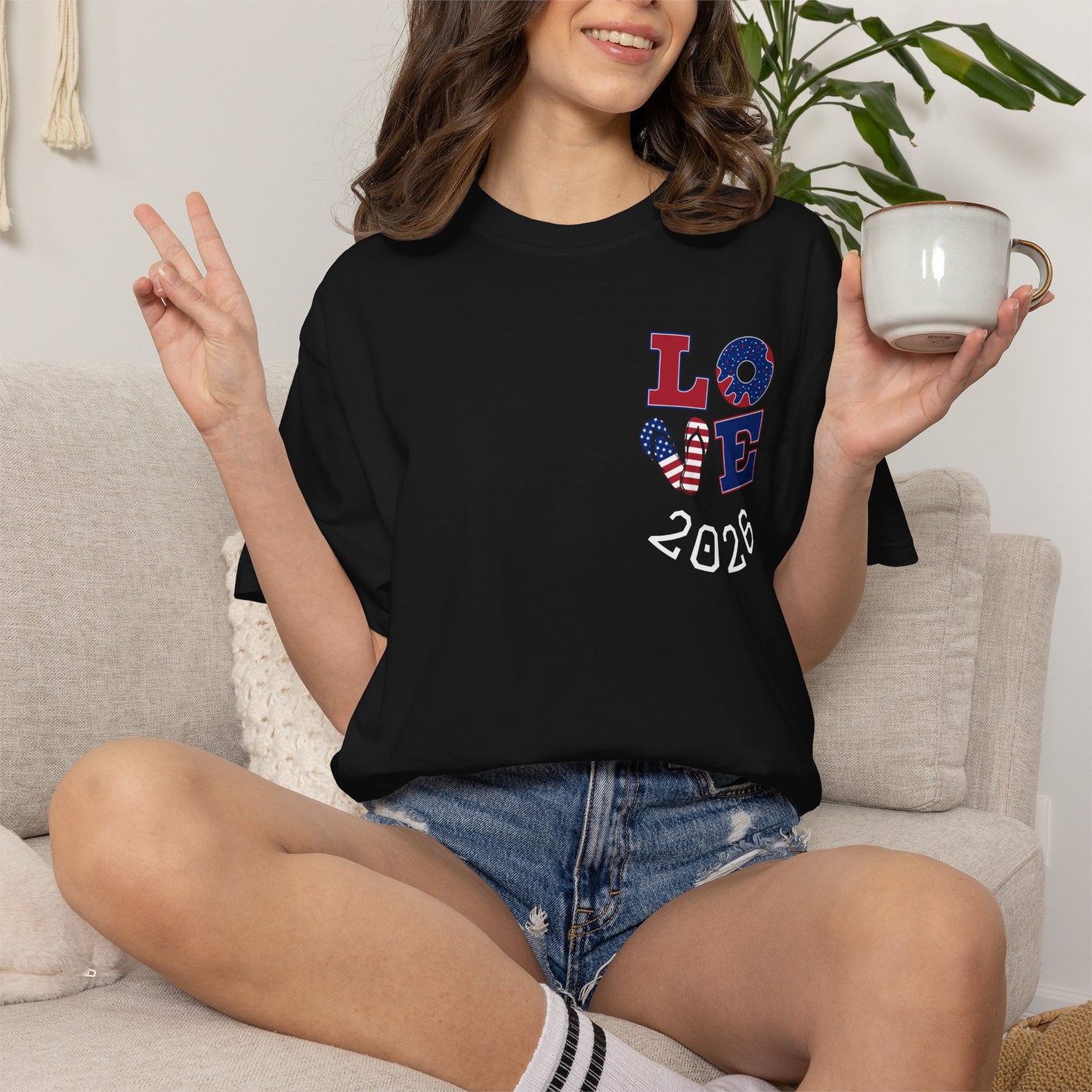 Love 2026 T-Shirt — Patriotic Heart LO?E Design