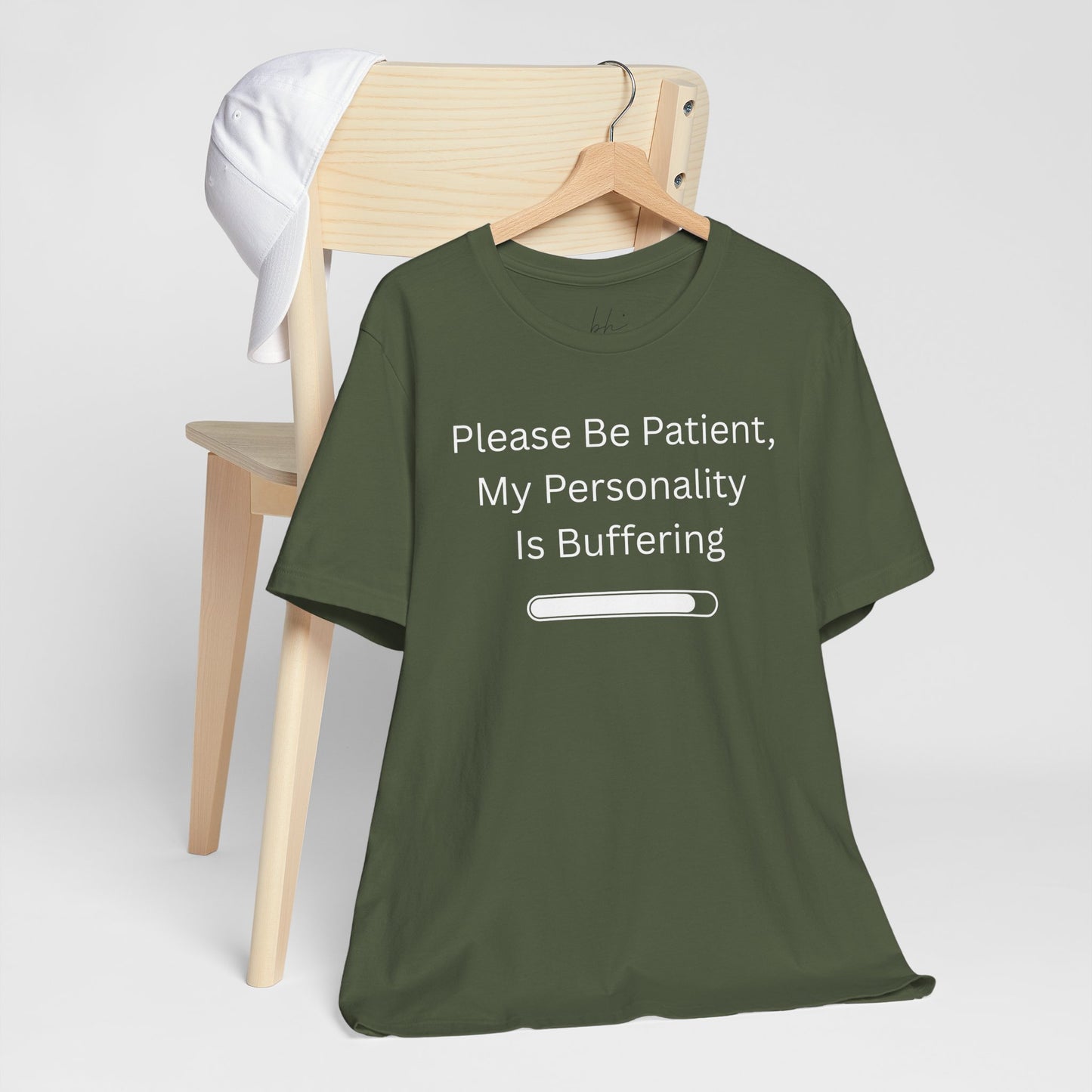"Please Be Patient My Personality Is Buffering" Unisex Tee — Funny Graphic T‑Shirt