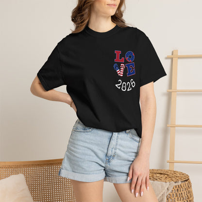 Love 2026 T-Shirt — Patriotic Heart LO?E Design