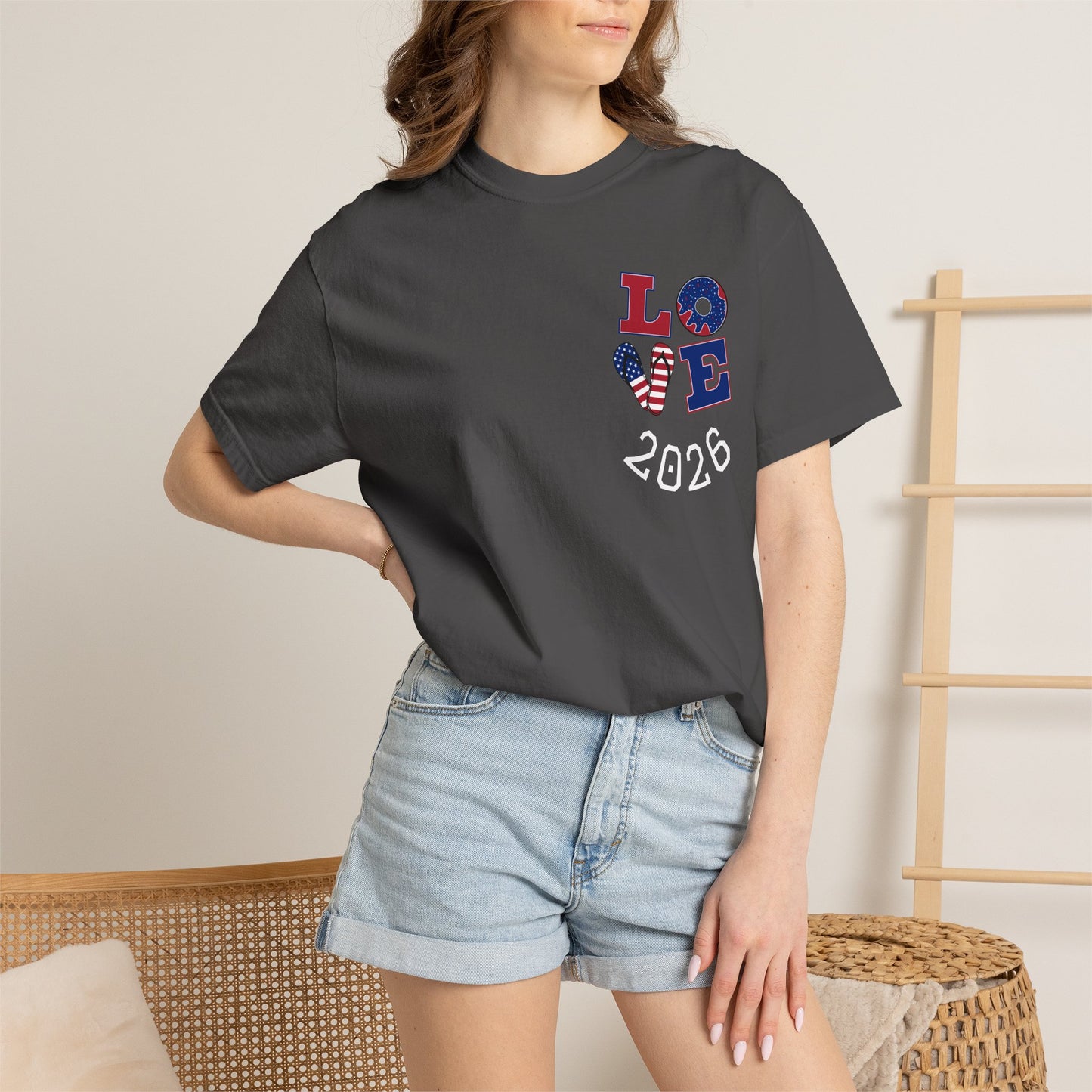 Love 2026 T-Shirt — Patriotic Heart LO?E Design