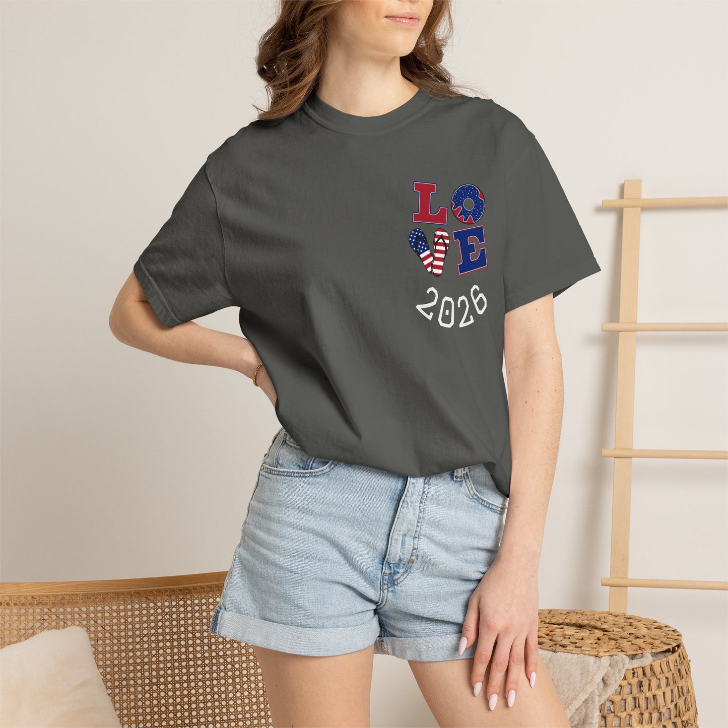 Love 2026 T-Shirt — Patriotic Heart LO?E Design