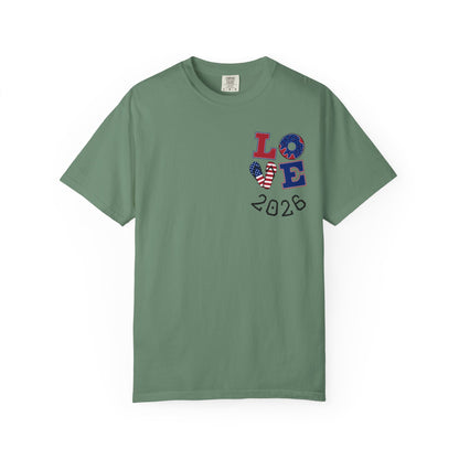 Love 2026 T-Shirt — Patriotic Heart LO?E Design