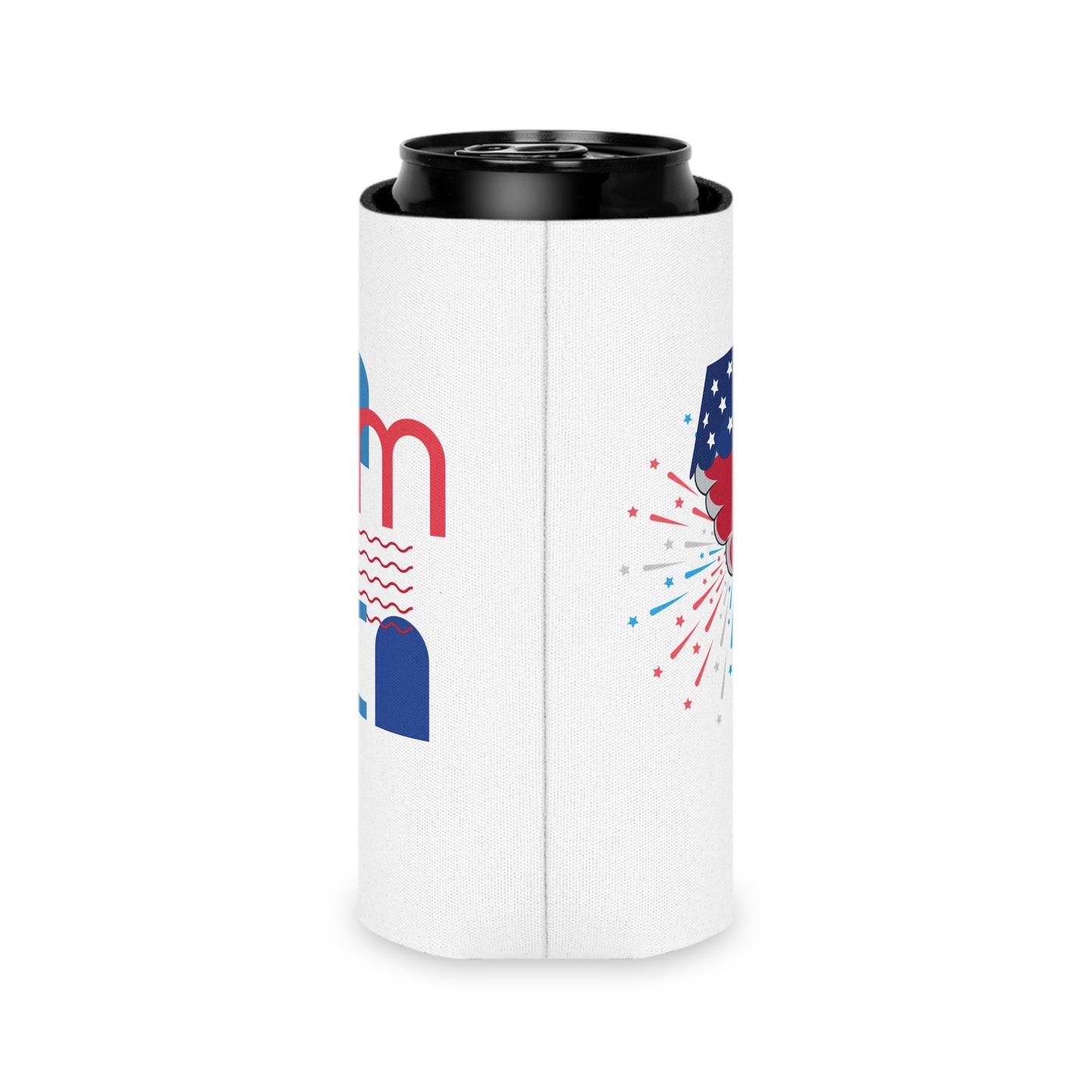 Can Cooler — Patriotic America Red White Blue Drink Koozie (July 4th, BBQ, Election)