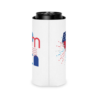 Can Cooler — Patriotic America Red White Blue Drink Koozie (July 4th, BBQ, Election)