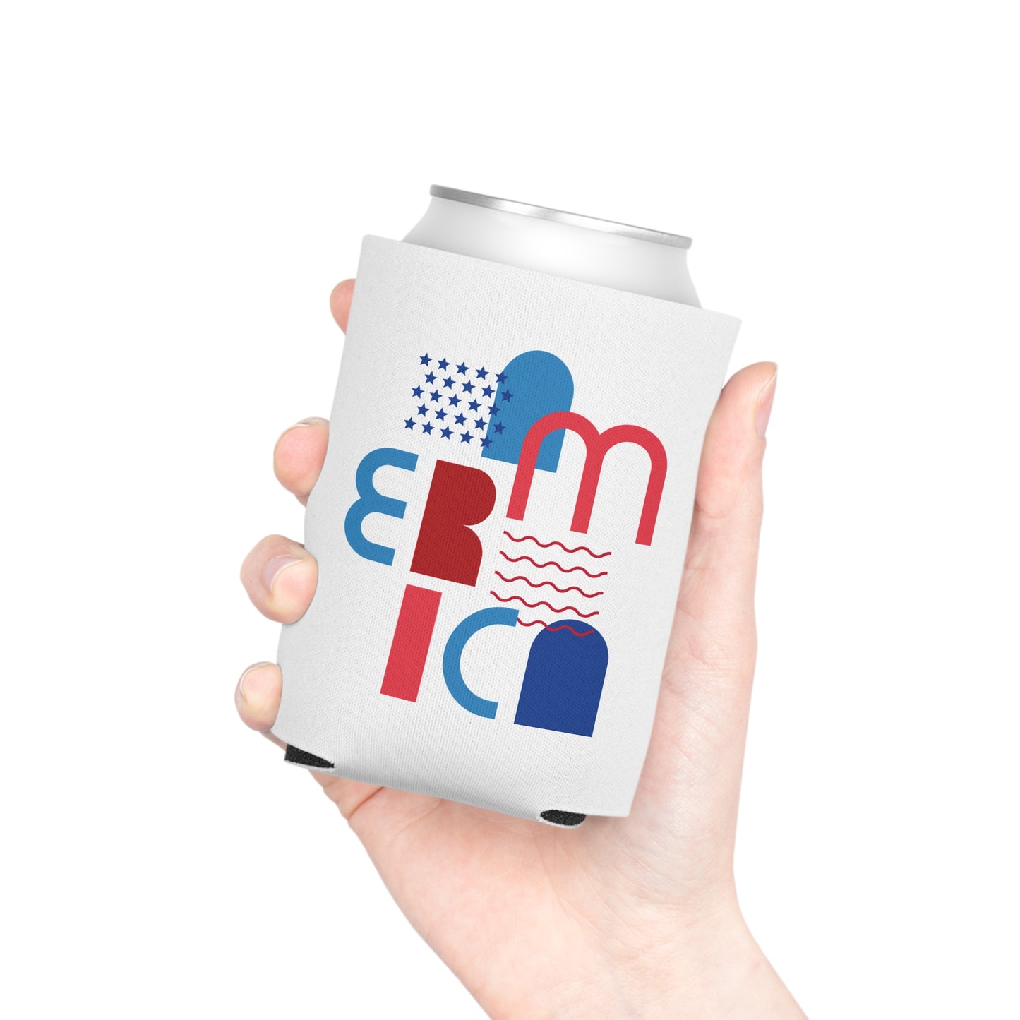 Can Cooler — Patriotic America Red White Blue Drink Koozie (July 4th, BBQ, Election)