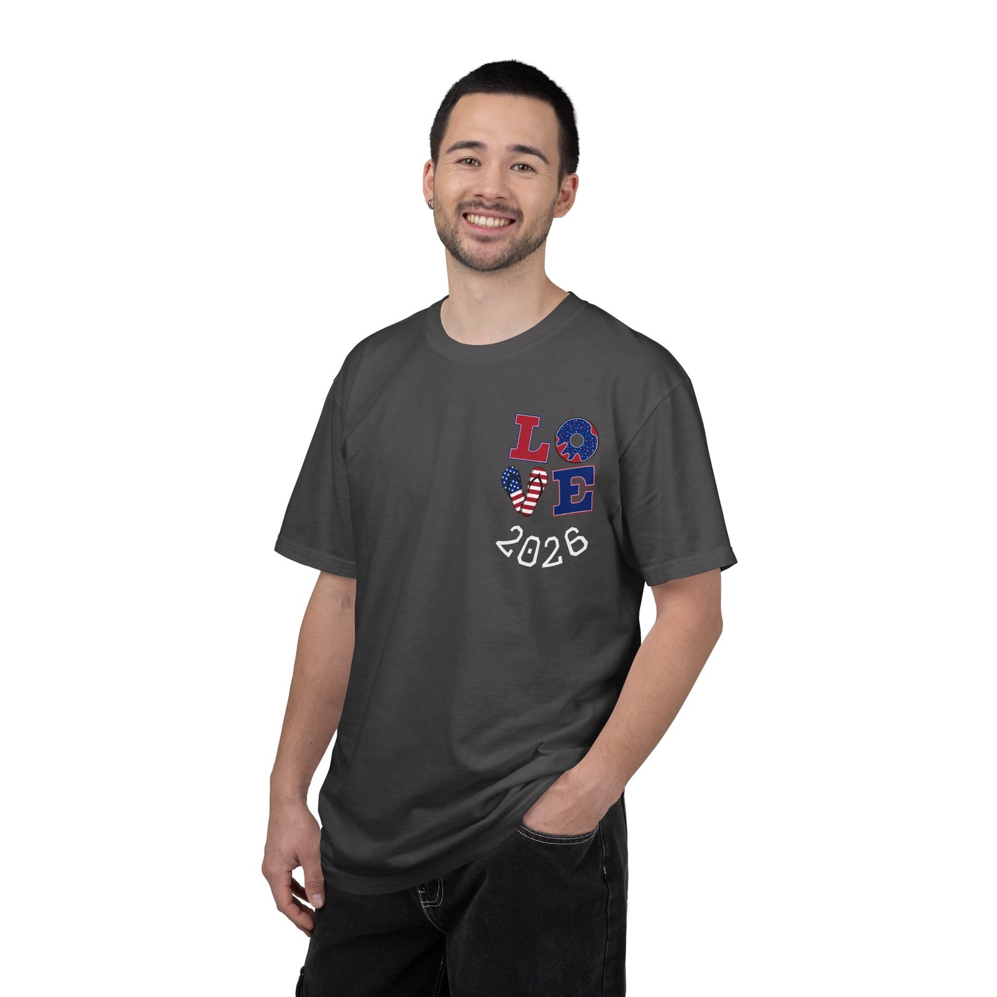 Love 2026 T-Shirt — Patriotic Heart LO?E Design