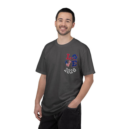 Love 2026 T-Shirt — Patriotic Heart LO?E Design