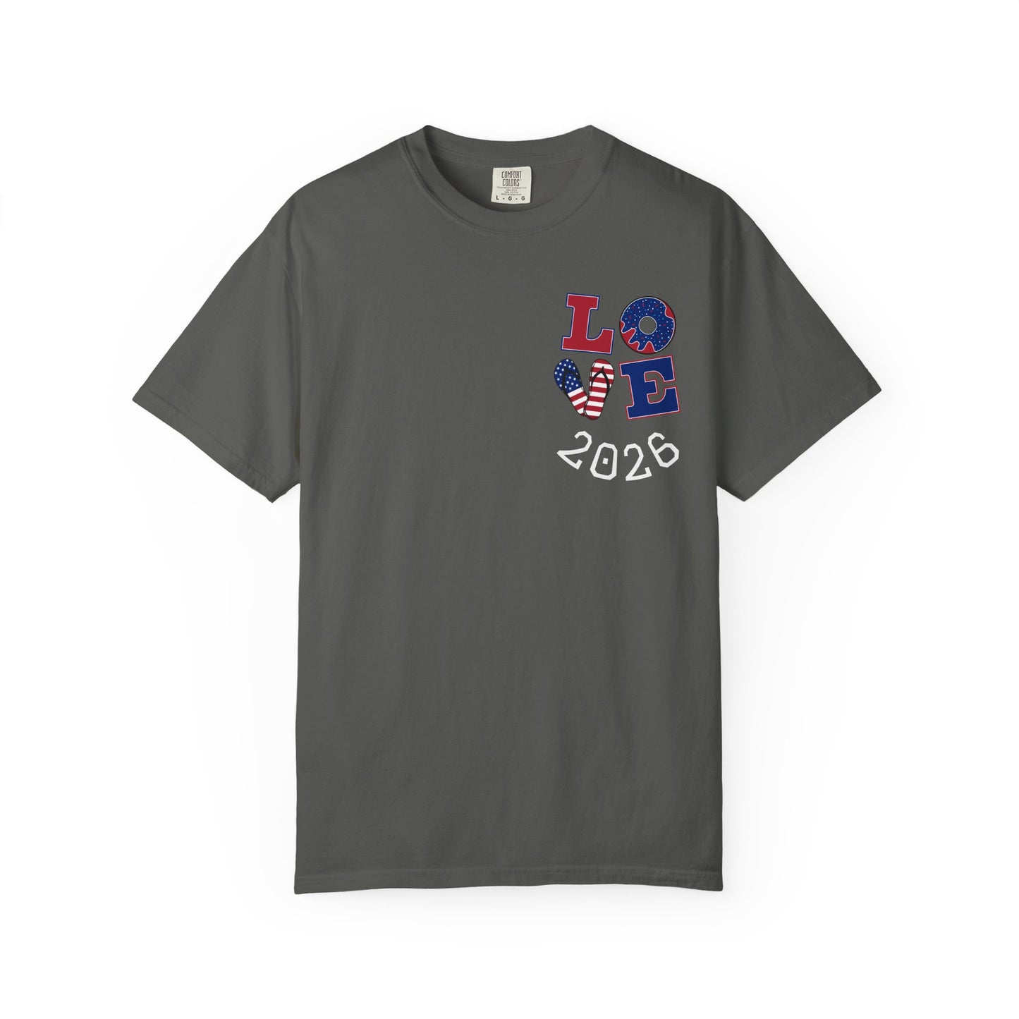 Love 2026 T-Shirt — Patriotic Heart LO?E Design