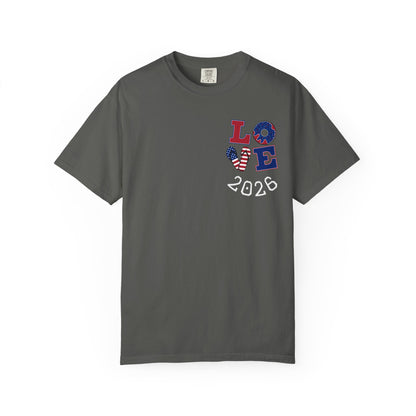 Love 2026 T-Shirt — Patriotic Heart LO?E Design