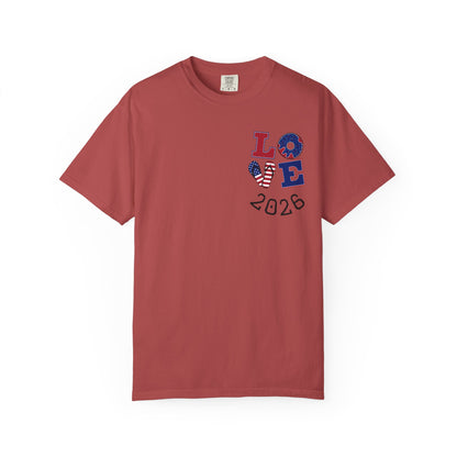 Love 2026 T-Shirt — Patriotic Heart LO?E Design