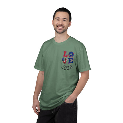 Love 2026 T-Shirt — Patriotic Heart LO?E Design