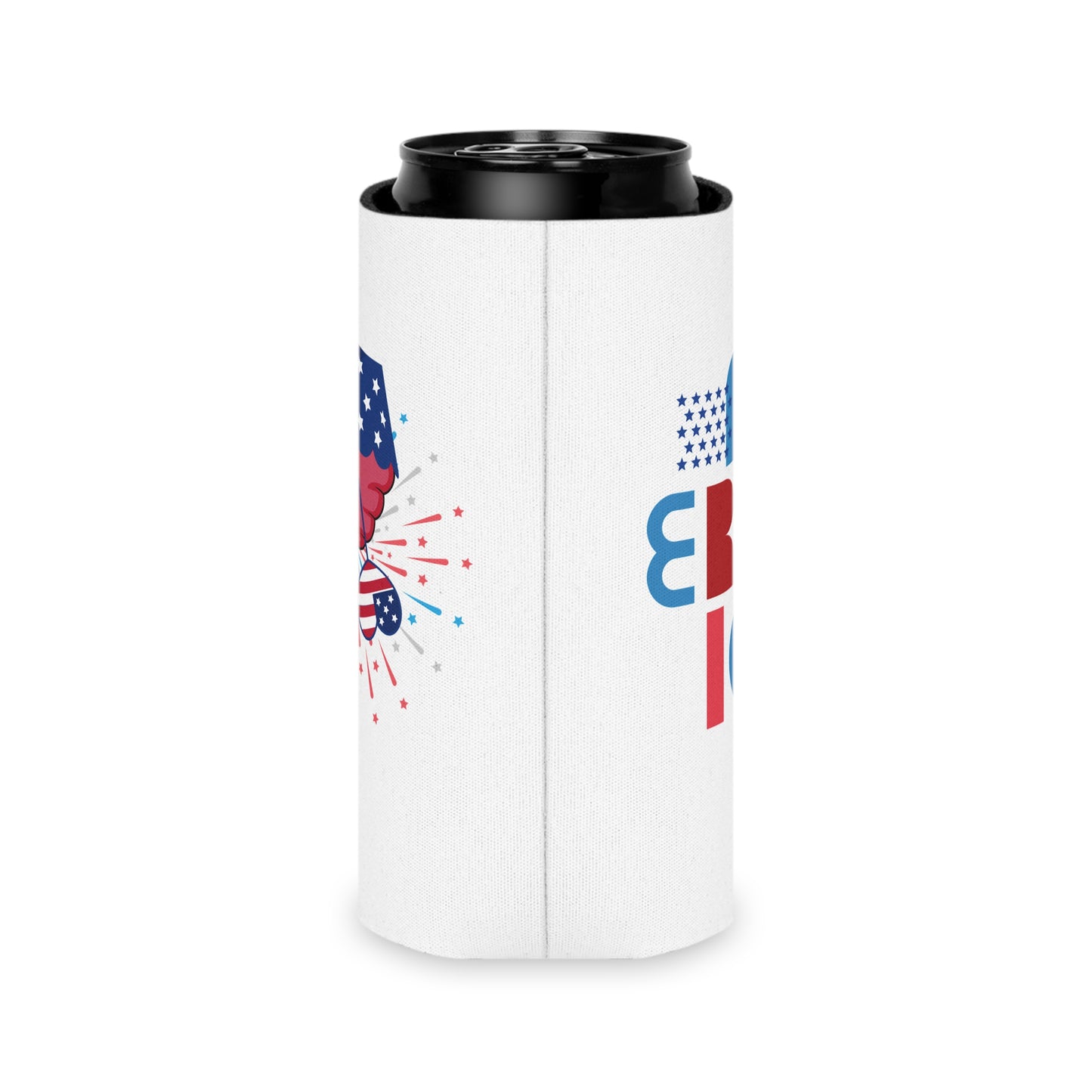 Can Cooler — Patriotic America Red White Blue Drink Koozie (July 4th, BBQ, Election)