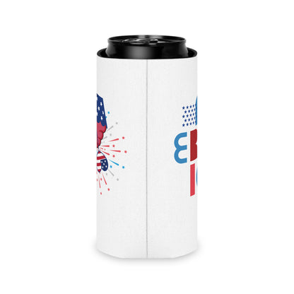 Can Cooler — Patriotic America Red White Blue Drink Koozie (July 4th, BBQ, Election)