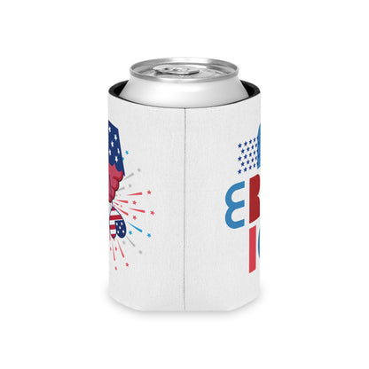 Can Cooler — Patriotic America Red White Blue Drink Koozie (July 4th, BBQ, Election)