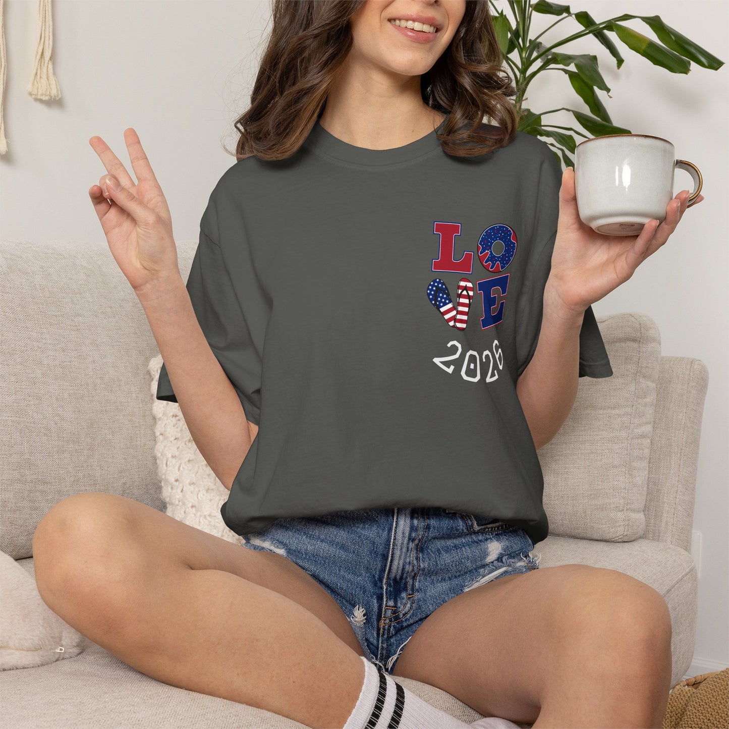Love 2026 T-Shirt — Patriotic Heart LO?E Design