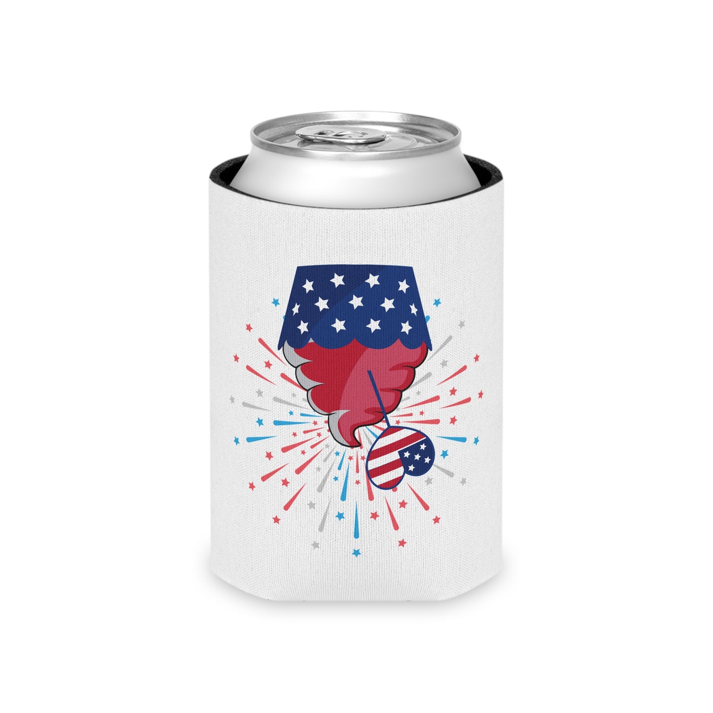 Can Cooler — Patriotic America Red White Blue Drink Koozie (July 4th, BBQ, Election)