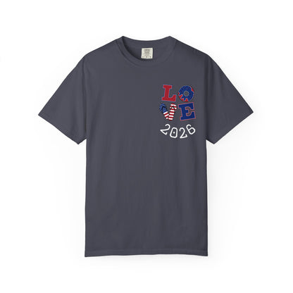 Love 2026 T-Shirt — Patriotic Heart LO?E Design