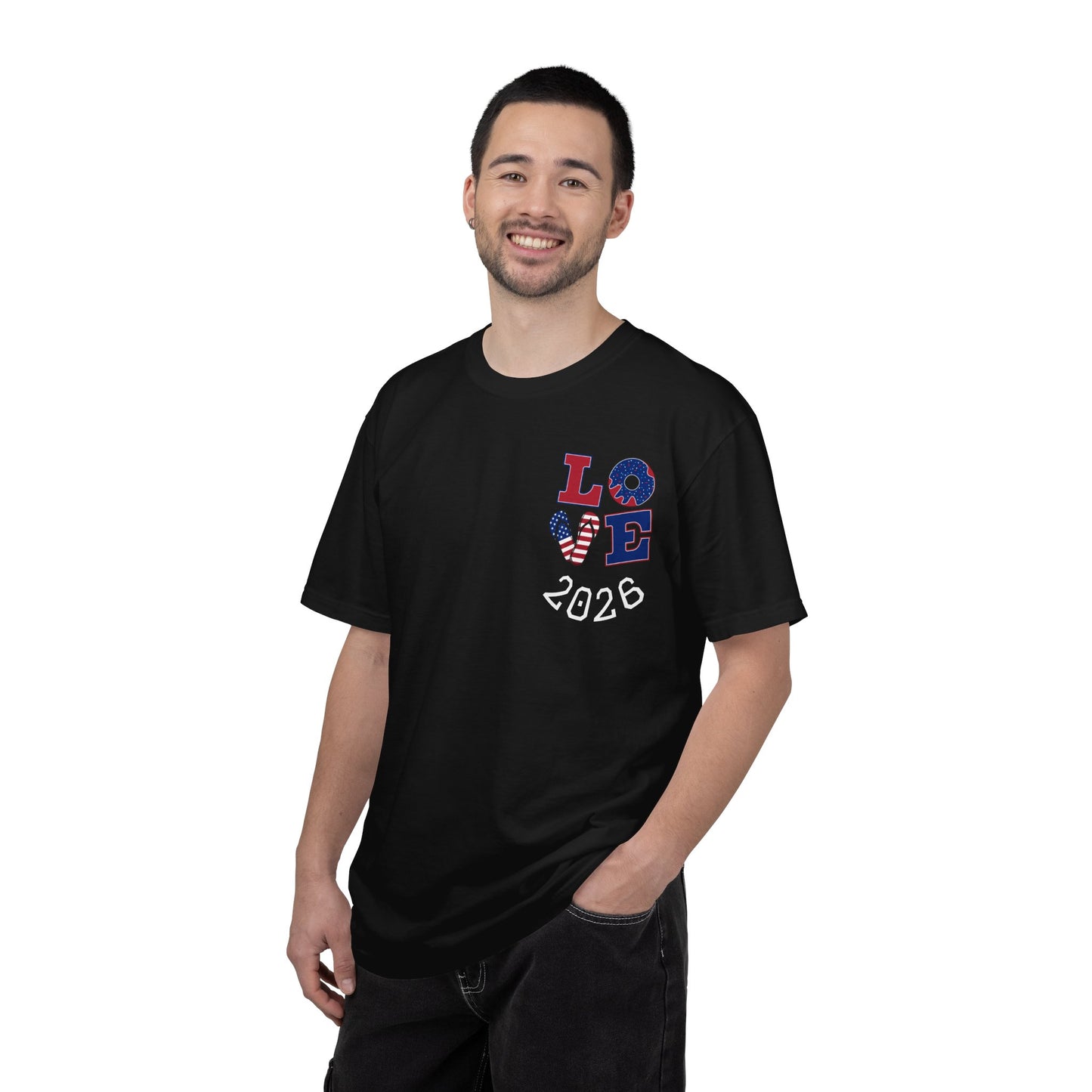 Love 2026 T-Shirt — Patriotic Heart LO?E Design