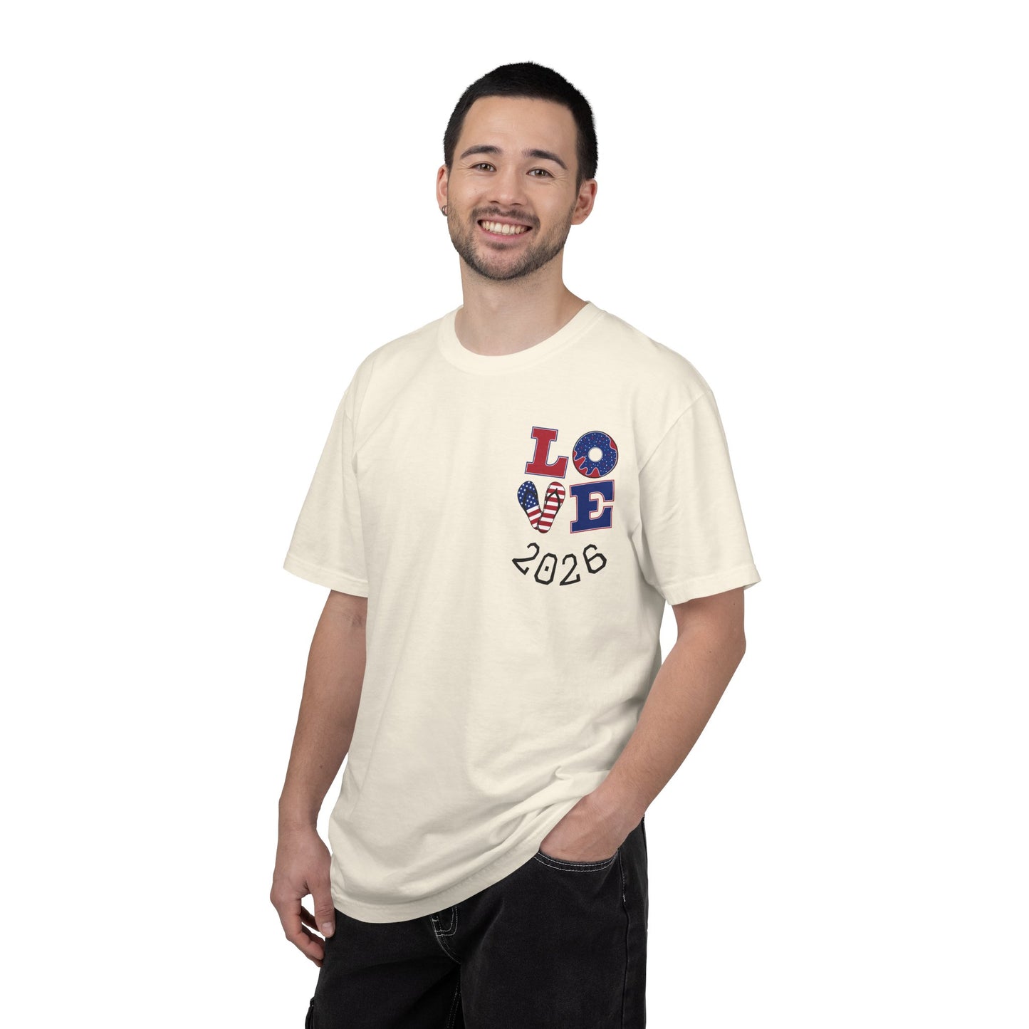 Love 2026 T-Shirt — Patriotic Heart LO?E Design