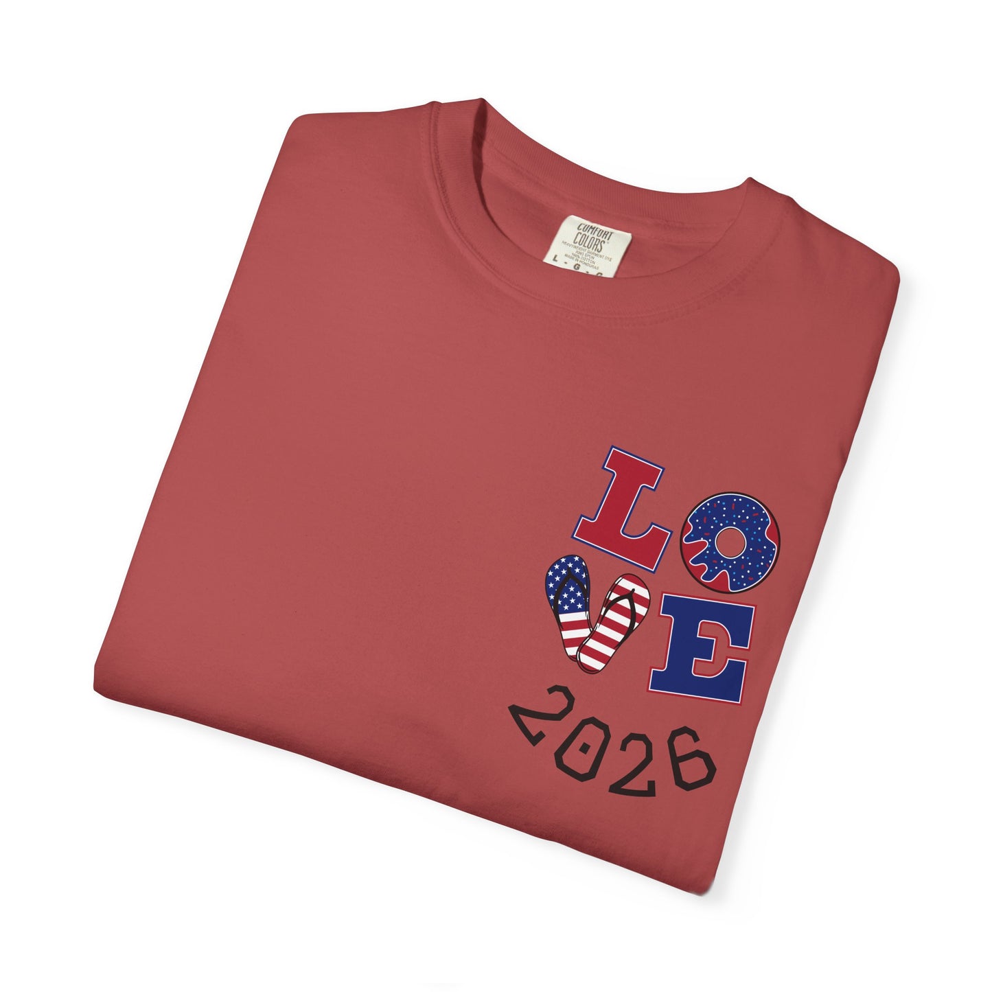 Love 2026 T-Shirt — Patriotic Heart LO?E Design