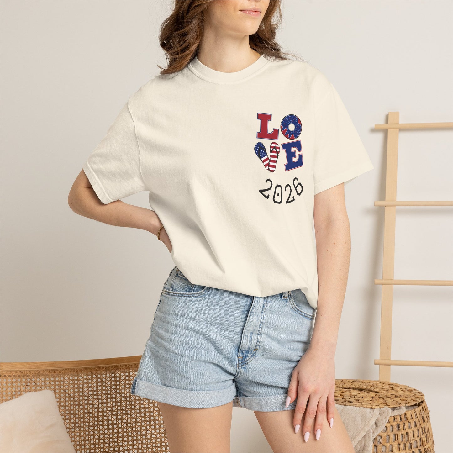 Love 2026 T-Shirt — Patriotic Heart LO?E Design