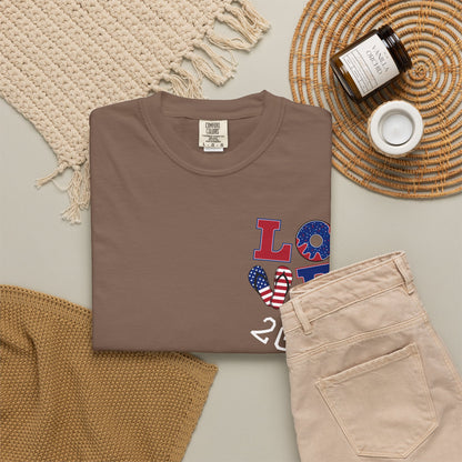 Love 2026 T-Shirt — Patriotic Heart LO?E Design