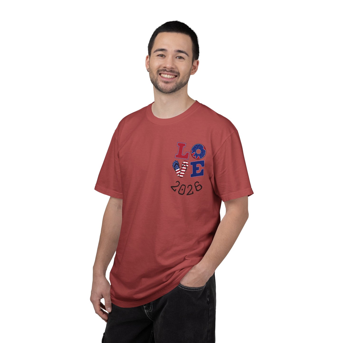Love 2026 T-Shirt — Patriotic Heart LO?E Design