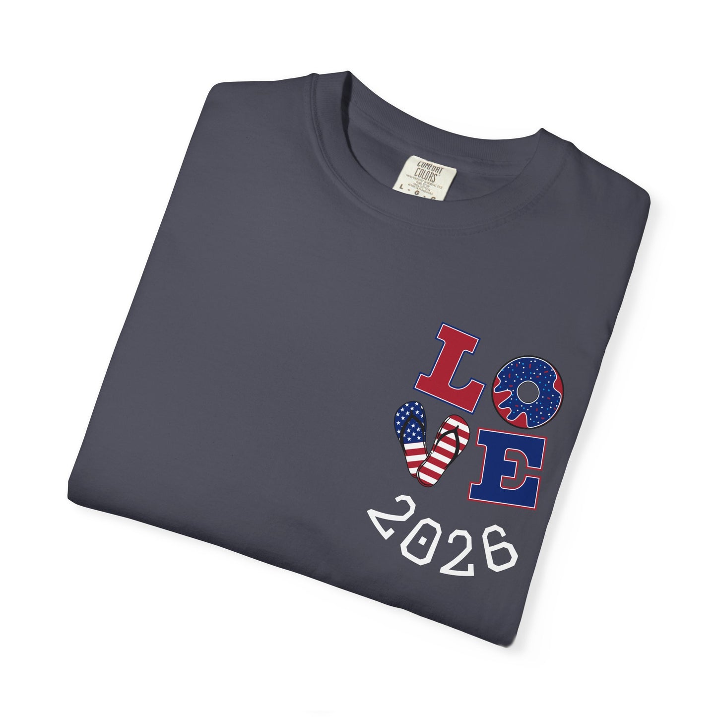 Love 2026 T-Shirt — Patriotic Heart LO?E Design
