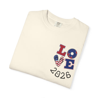 Love 2026 T-Shirt — Patriotic Heart LO?E Design
