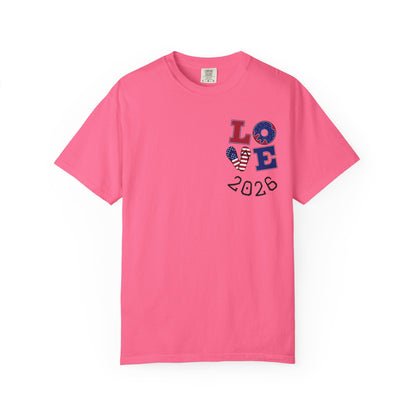 Love 2026 T-Shirt — Patriotic Heart LO?E Design