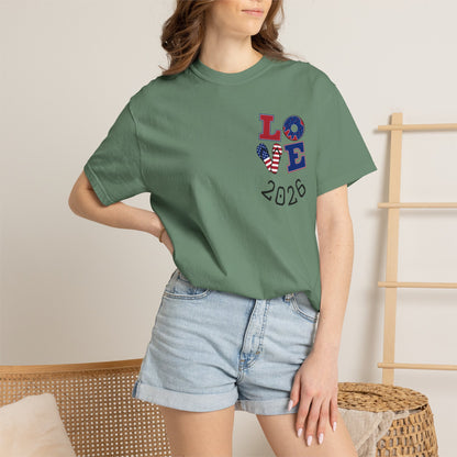 Love 2026 T-Shirt — Patriotic Heart LO?E Design