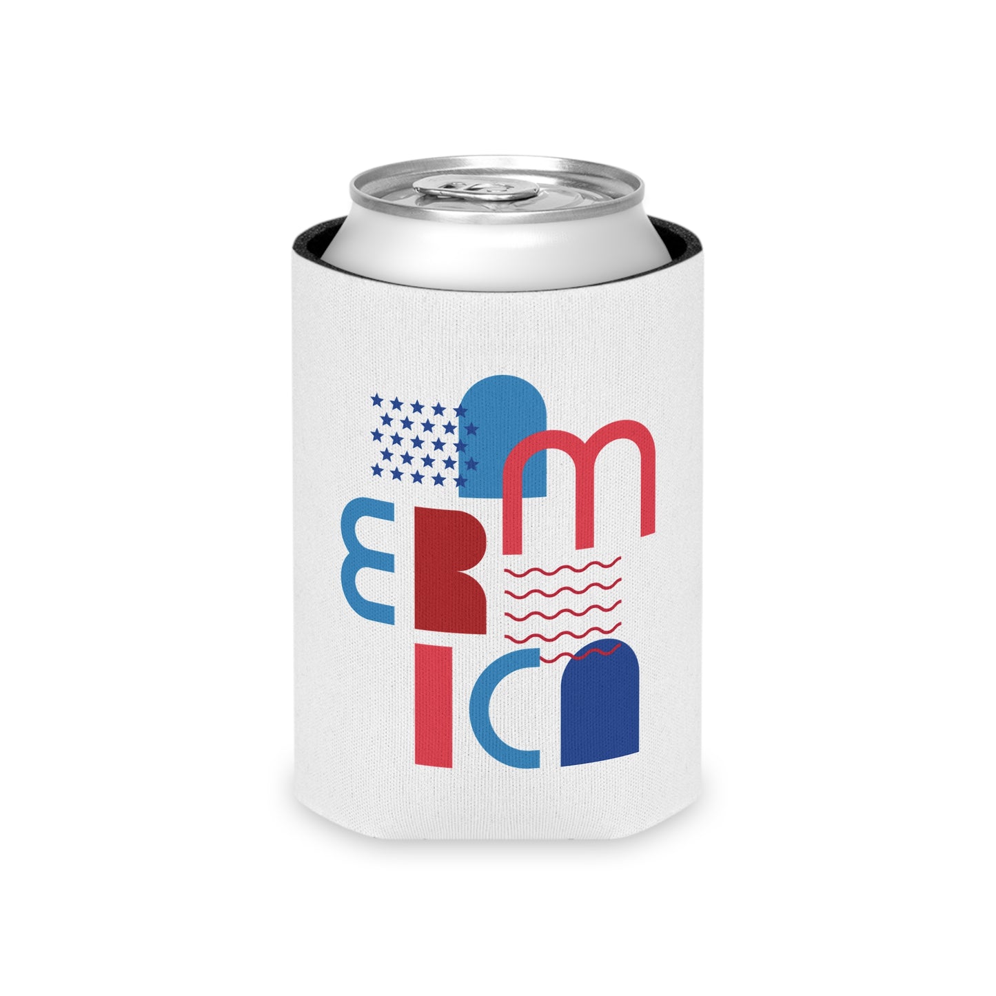 Can Cooler — Patriotic America Red White Blue Drink Koozie (July 4th, BBQ, Election)