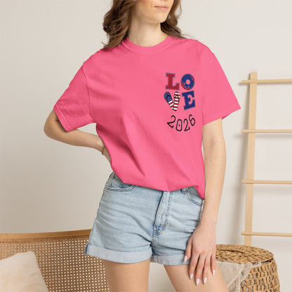 Love 2026 T-Shirt — Patriotic Heart LO?E Design